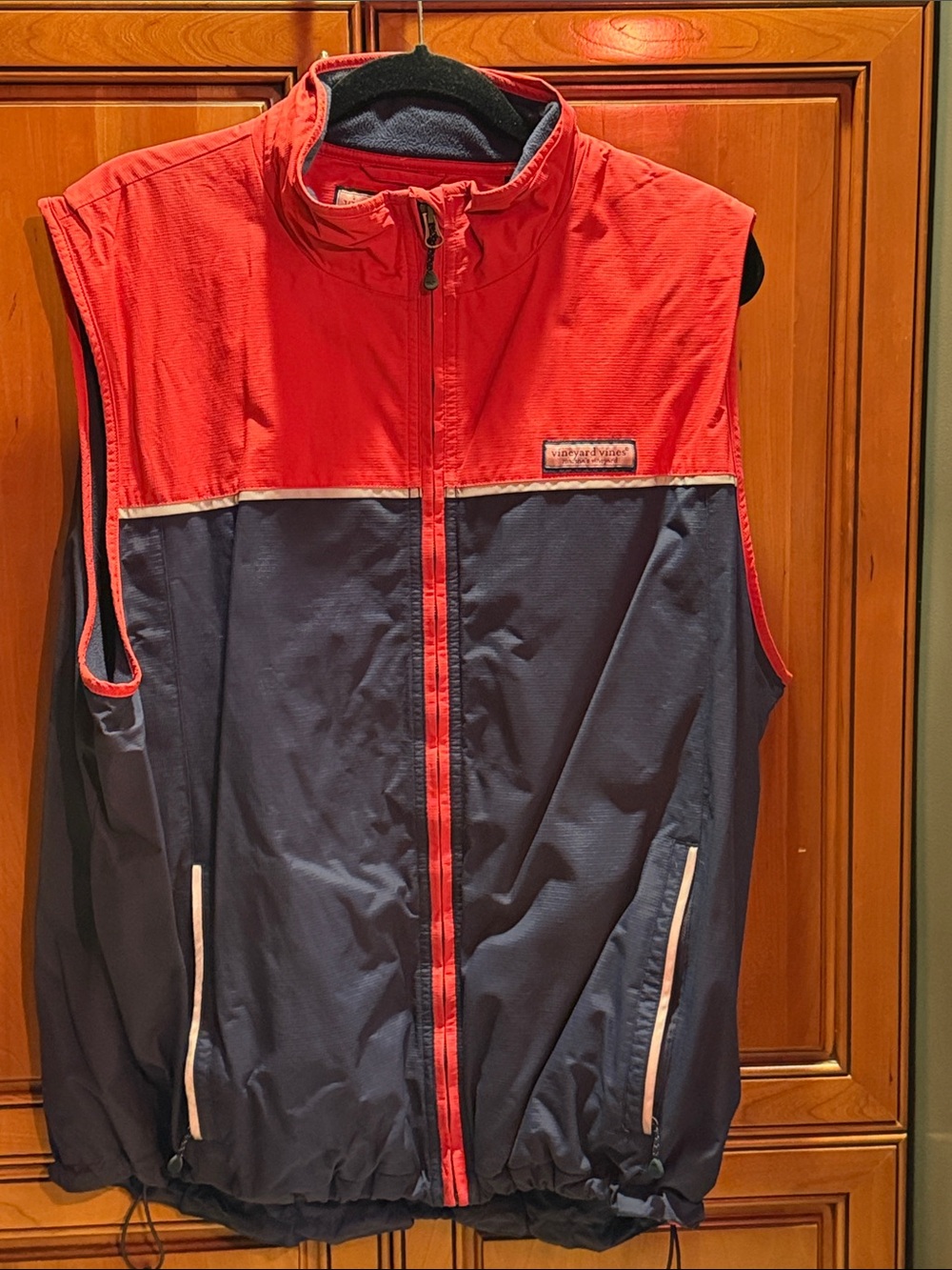 Vineyard Vines Red and Navy Nor'easter Fleece-Lined Jacket Interior